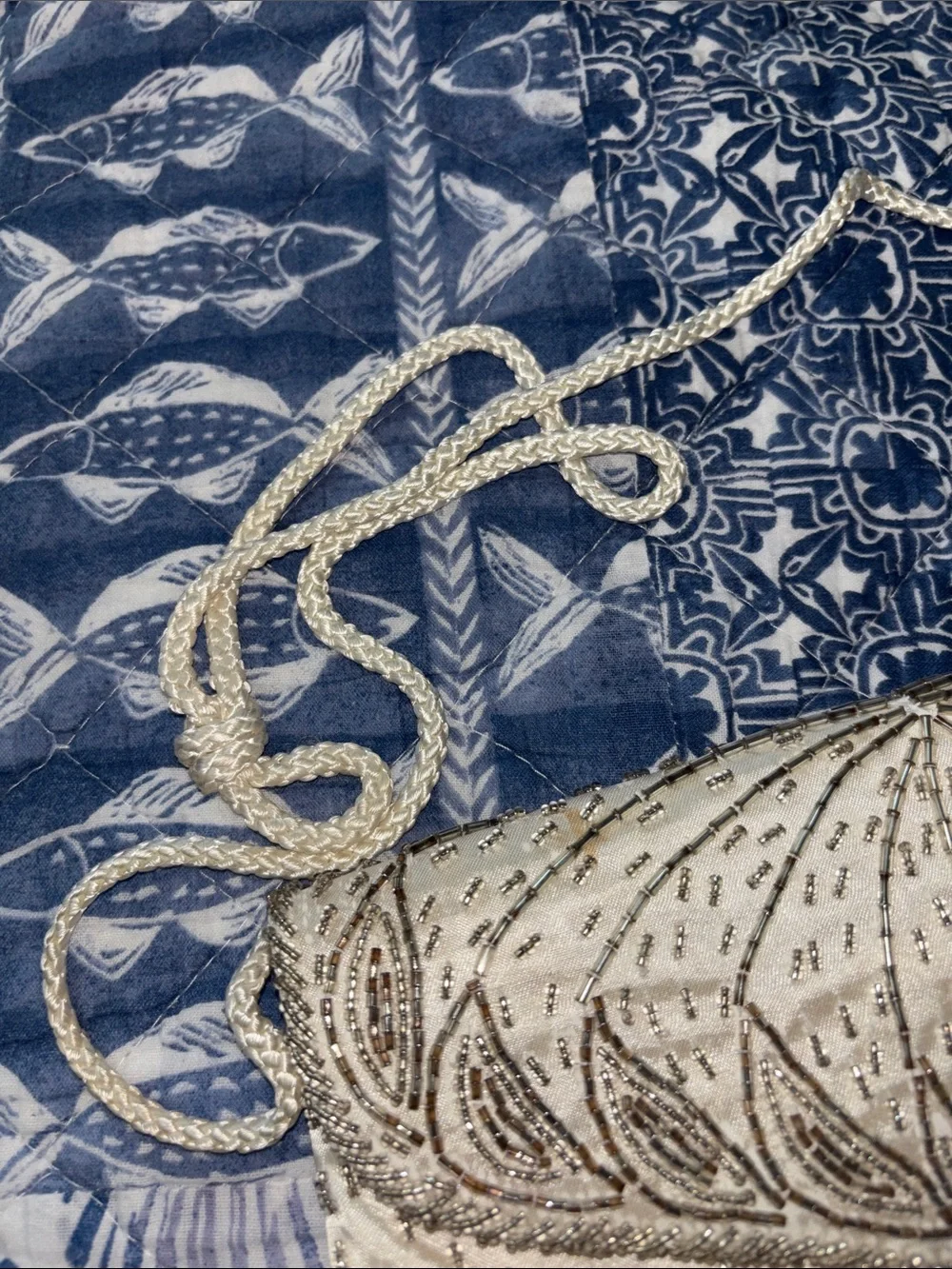 Vintage Ivory Beaded Envelope Clutch